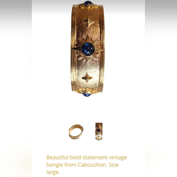 RARE 24k Plated Bangle Bracelet From Cabouchon. Vintage 1980's Bracelet. - Picture 16 of 16